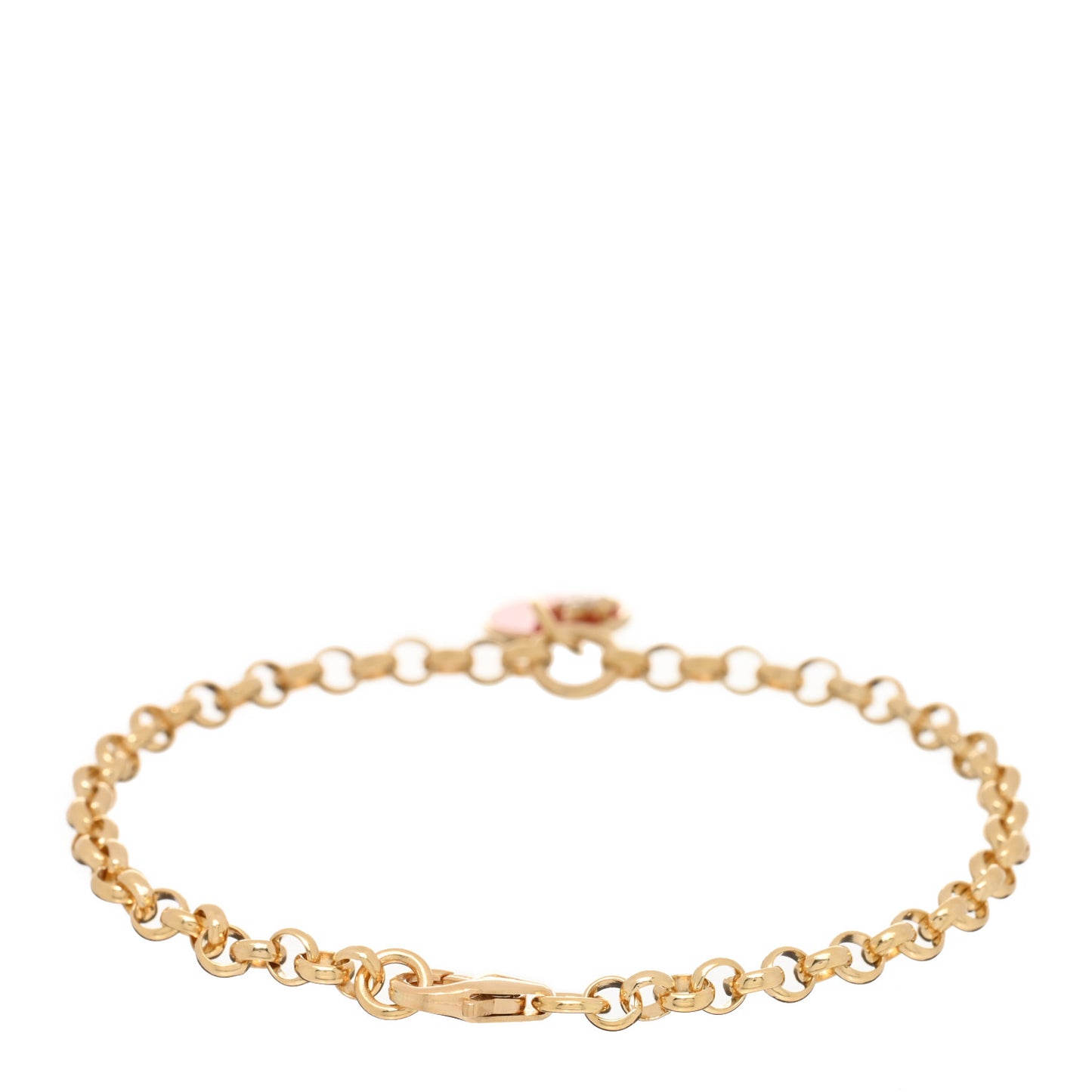 18K Yellow Gold Diamond Enamel Star Strength Medium Belcher Bracelet Red