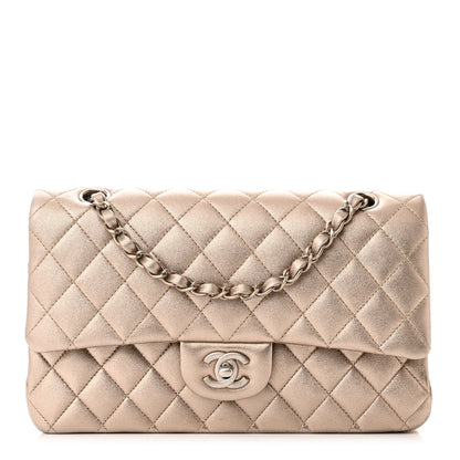 Chanel Metallic Calfskin Quilted Medium Double Flap Khaki 1 of 11