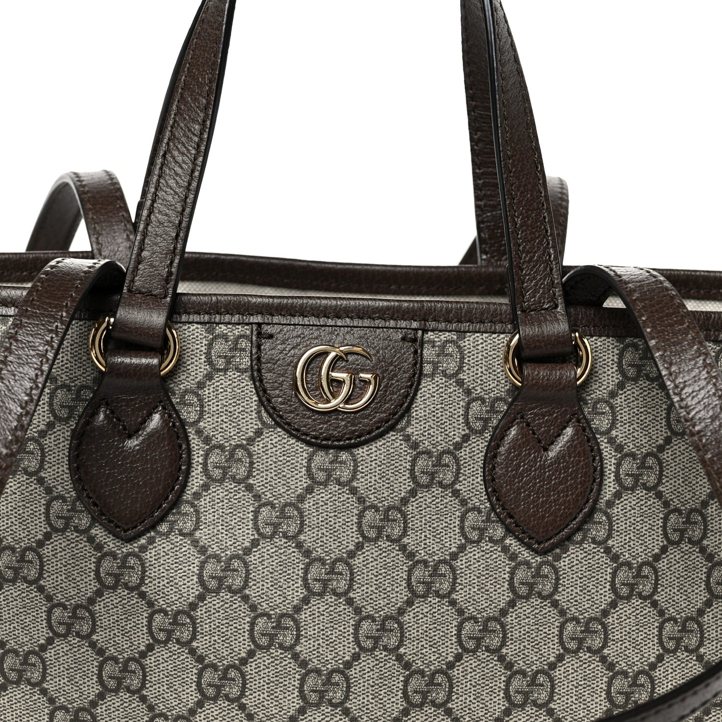 GG Supreme Monogram Textured Calfskin Small Ophidia Shoulder Tote Bag Beige Ebony New Acero