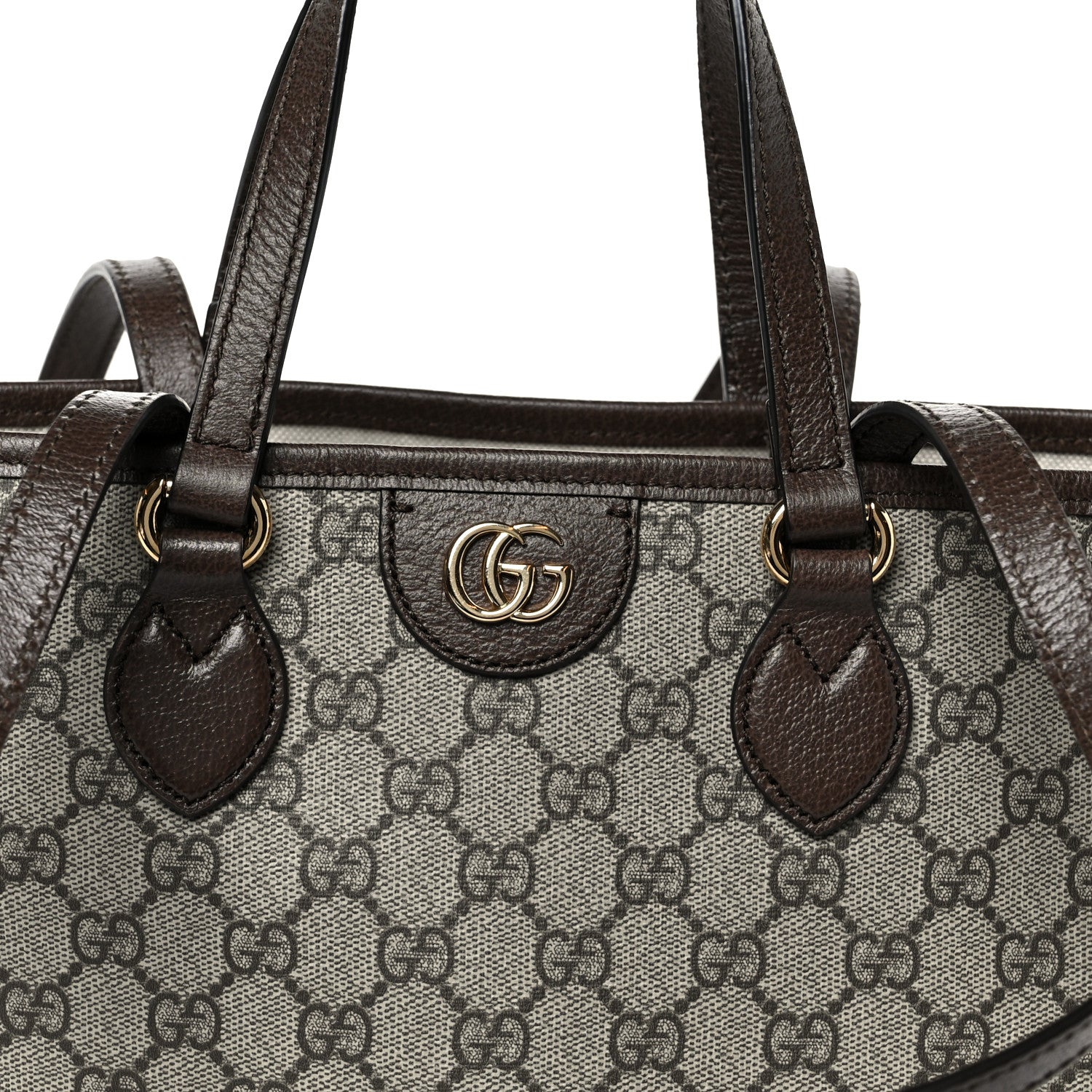 Gucci GG Supreme Monogram Textured Calfskin Small Ophidia Shoulder Tote Bag Beige Ebony New Acero 9 of 11