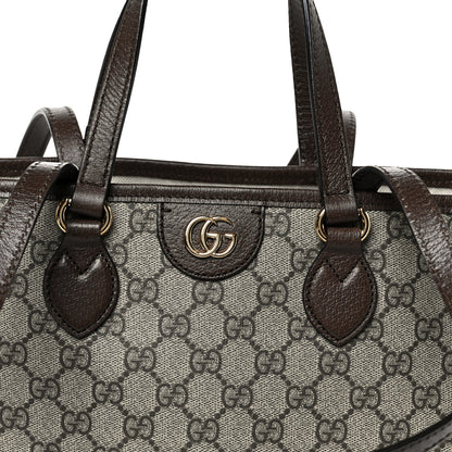 Gucci GG Supreme Monogram Textured Calfskin Small Ophidia Shoulder Tote Bag Beige Ebony New Acero 9 of 11