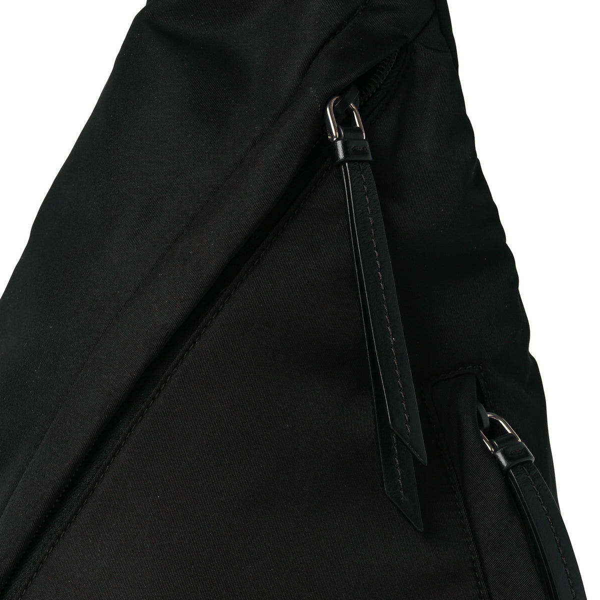 Re-Nylon Vitello Metal Triangle Logo Sling Backpack Black