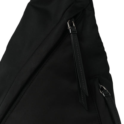 Prada Re-Nylon Vitello Metal Triangle Logo Sling Backpack Black 7 of 12