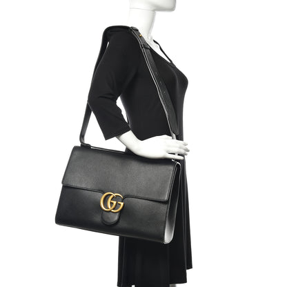Gucci Calfskin GG Marmont Messenger Bag Black 2 of 10