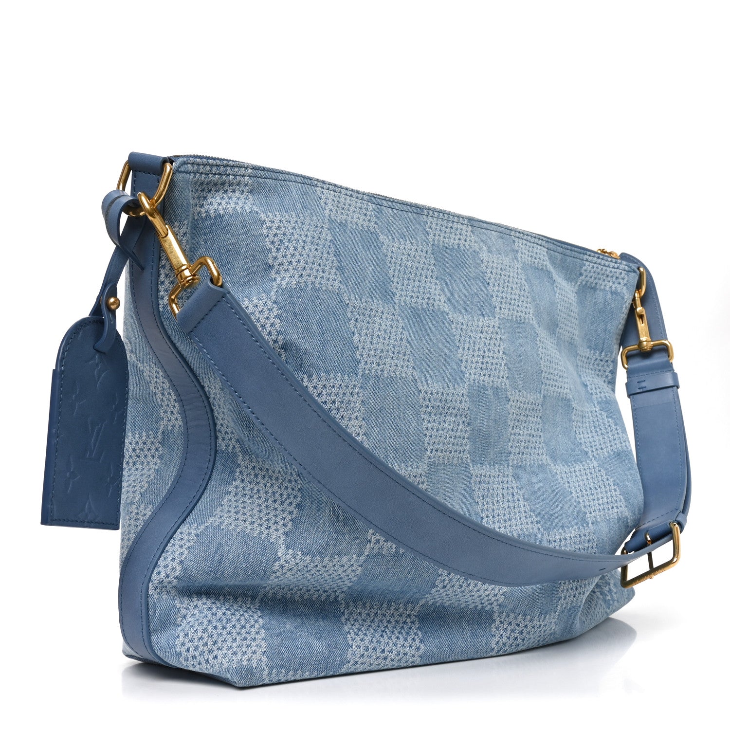 Louis Vuitton Damier Denim Vagabond Hobo Blue 3 of 10