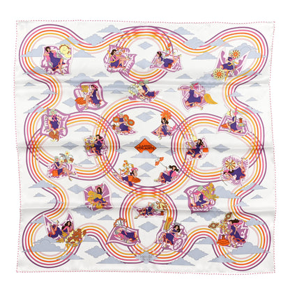Hermes Silk Carres Volants Scarf 70 White Violet Orange 1 of 6