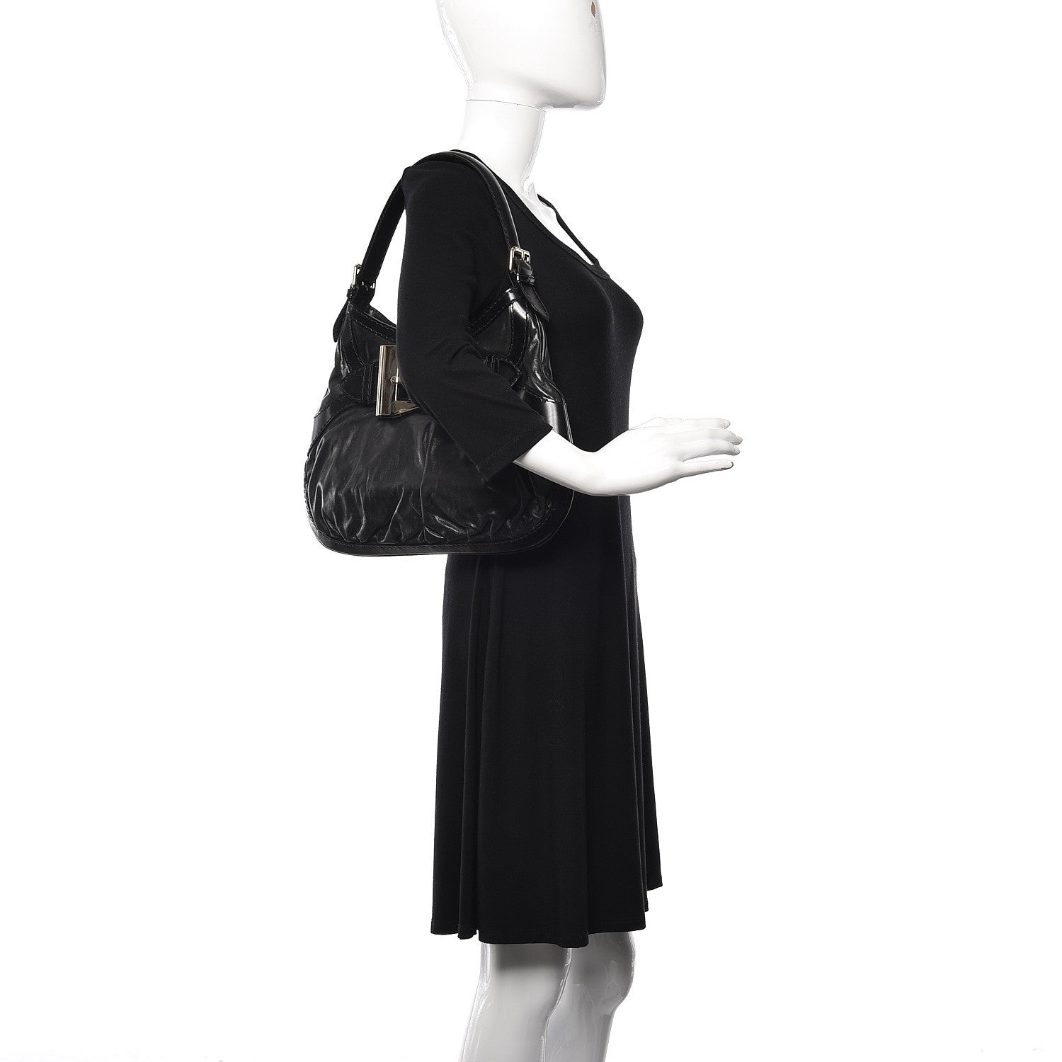 Gucci Calfskin Queen Bow Hobo Black 2 of 12