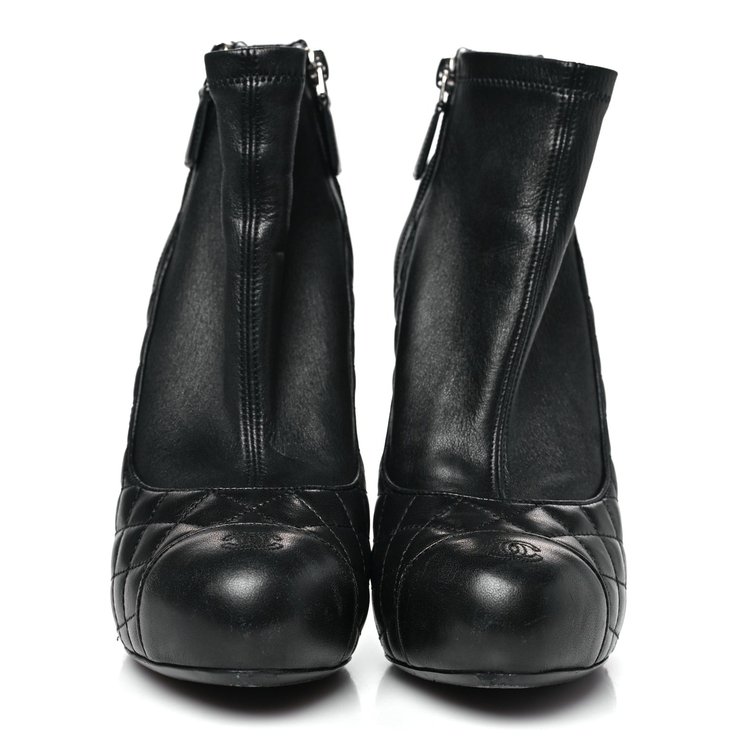 Lambskin Quilted CC Booties 38.5 Black