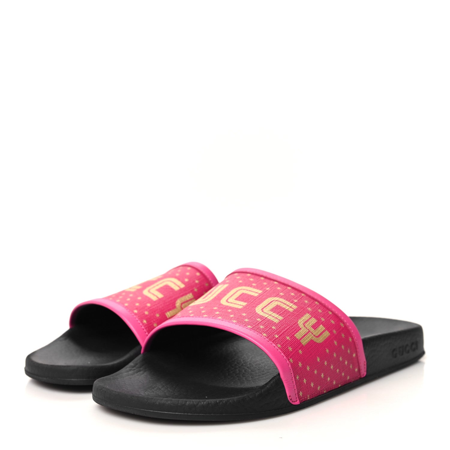 Gucci X SEGA Supreme Canvas Guccy Stars Womens Slide Sandals 39 Pink Gold 3 of 6