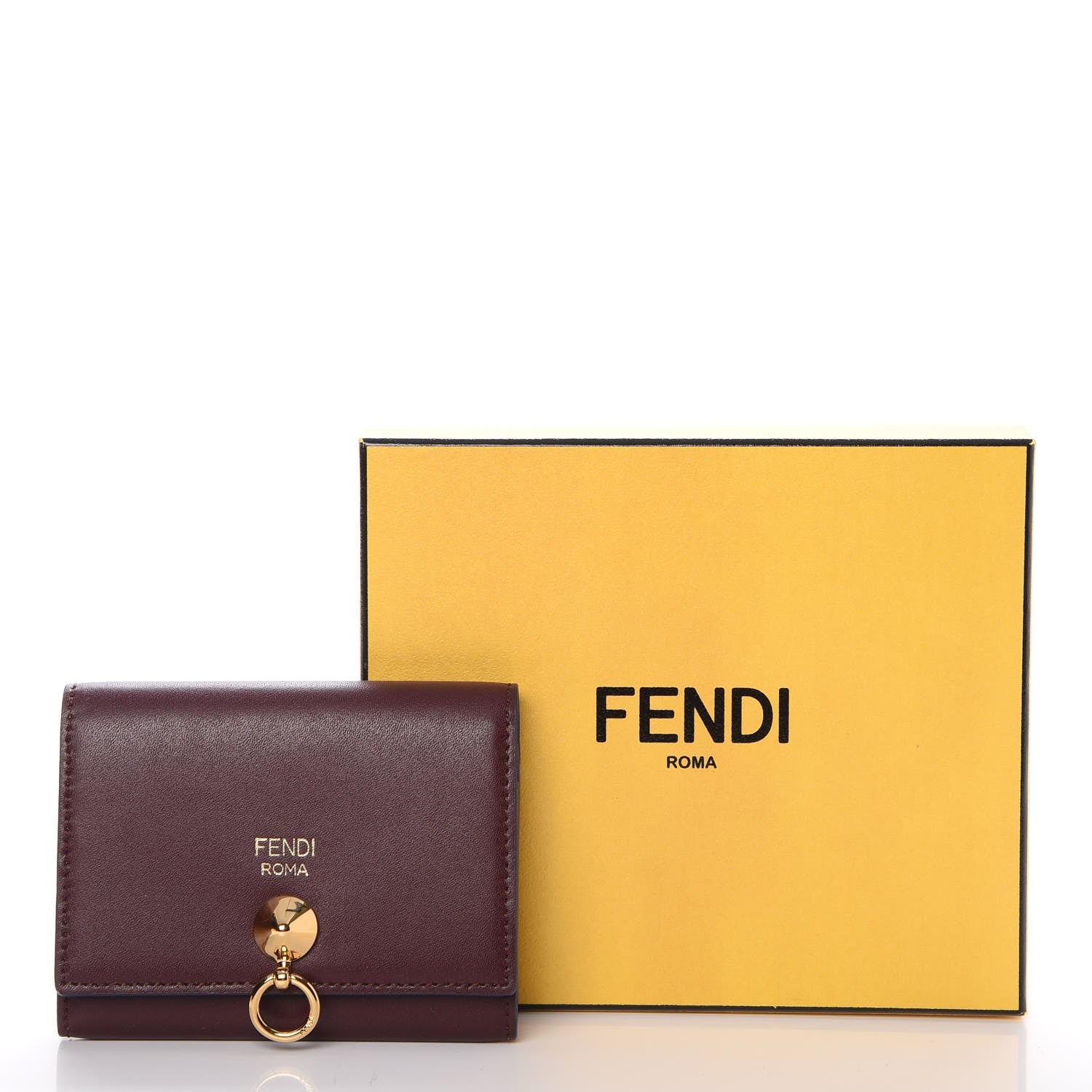 Fendi Vitello Liberty Vitello Century Bi-Color By The Way Gusseted Cardholder Bordeaux Sand 8 of 8