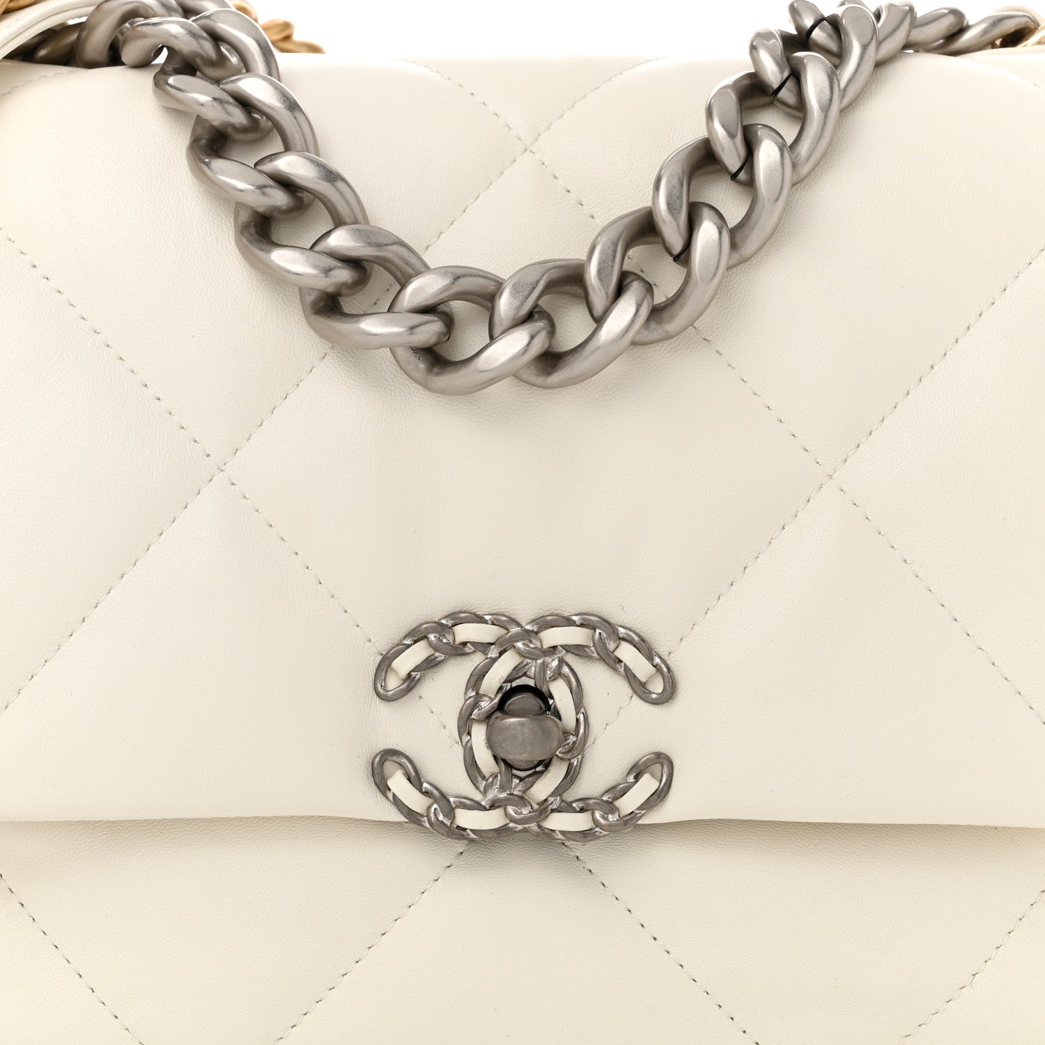 Chanel Lambskin Quilted Large Chanel 19 Flap White 8 of 10
