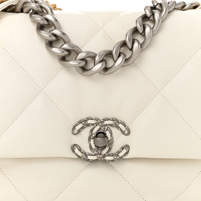 Chanel Lambskin Quilted Large Chanel 19 Flap White 8 of 10