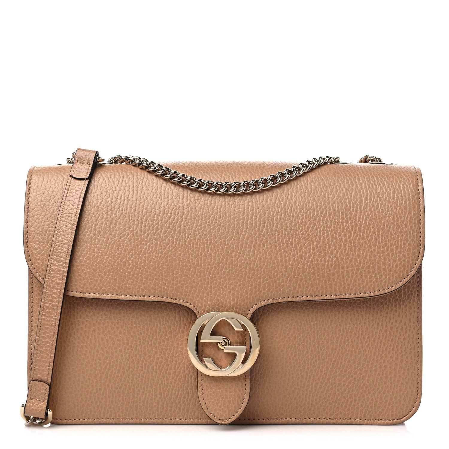 Gucci Dollar Calfskin Interlocking G Shoulder Bag Camelia 1 of 9