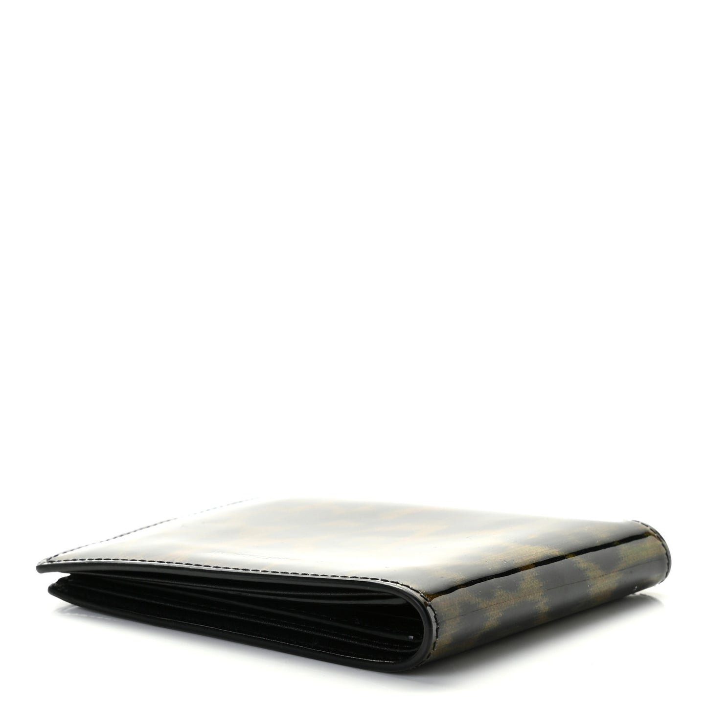 Patent Leopard Print Paris East West Wallet Black