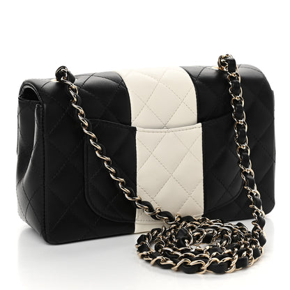 Chanel Lambskin Quilted Mini Rectangular Flap Black White 3 of 13