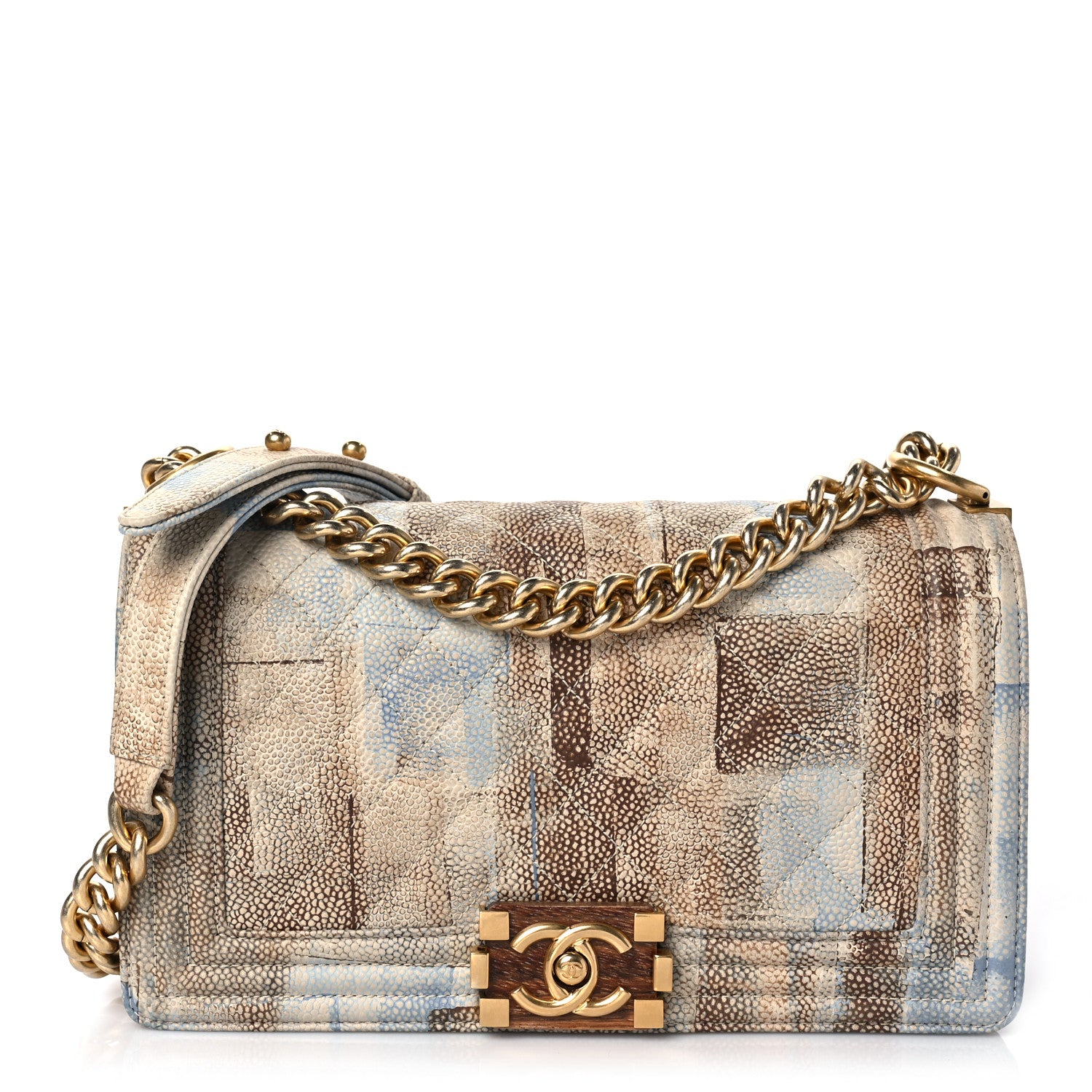 Chanel Painted Caviar Quilted Medium Boy In Cuba Flap Blue 1 of 8