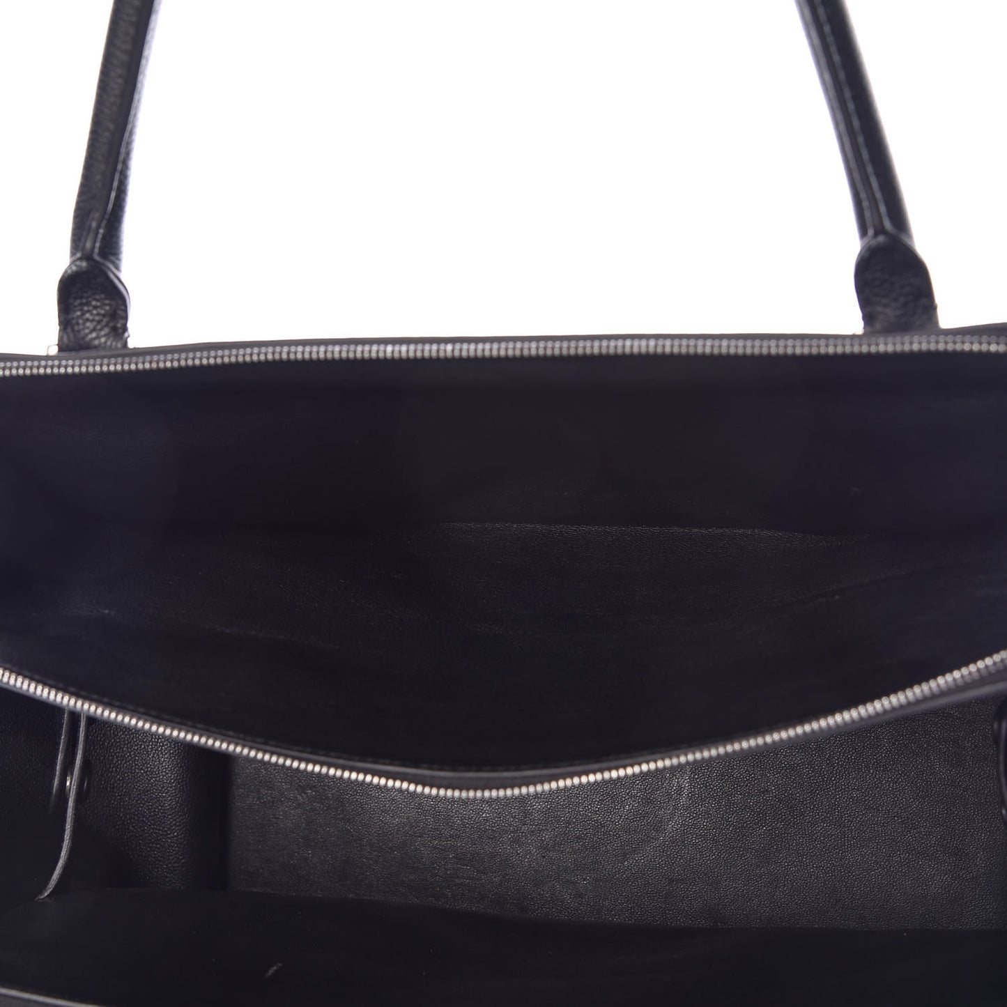 Drummed Calfskin Suede Double Zip Trapeze Black