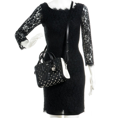 Alexander McQueen Calfskin Studded Mini Padlock Tote Black White 2 of 8