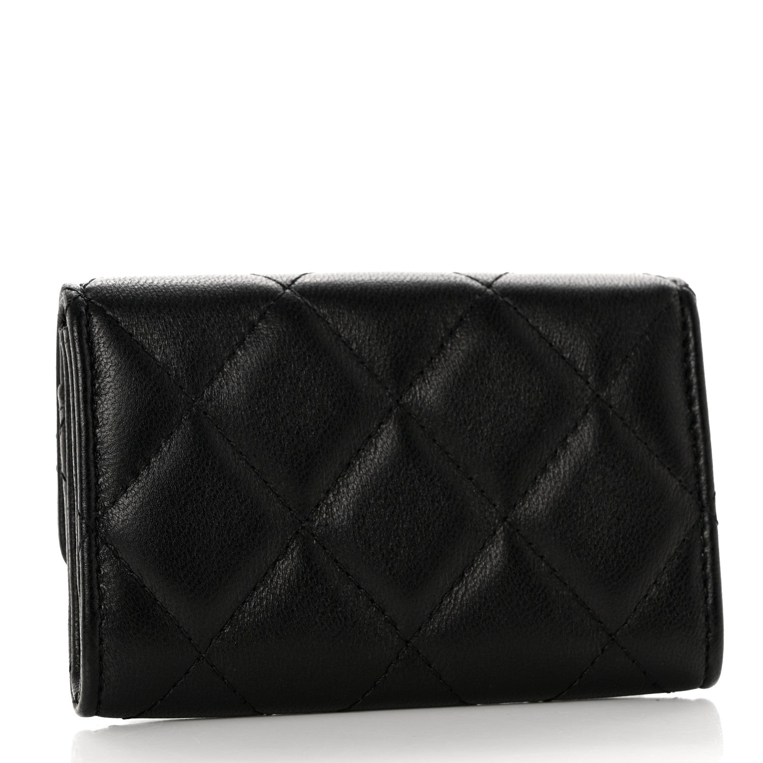 Chanel Lambskin Quilted Small Graffiti Compact Wallet Black 3 of 8