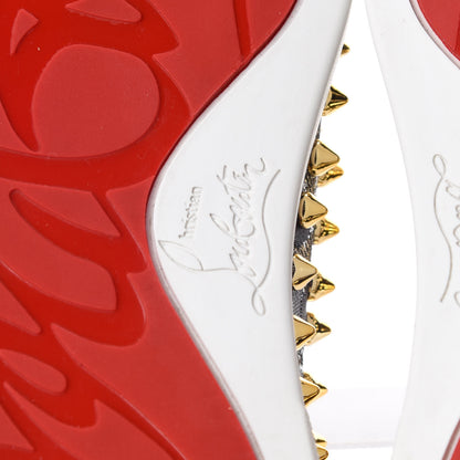 Christian Louboutin Metallic Lurex Studded Feline Womens Pik Boat Flats 37.5 Black Gold 6 of 10