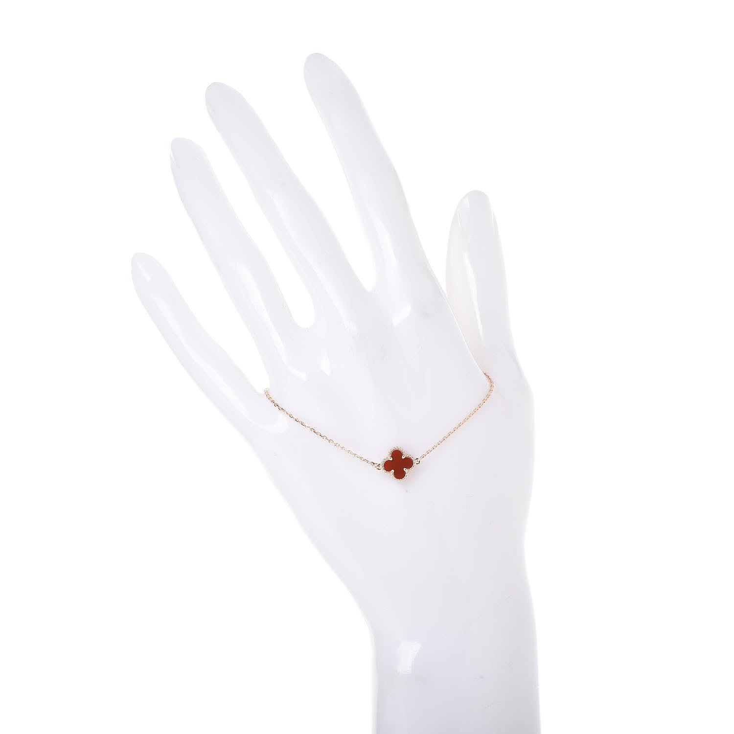 Van Cleef & Arpels 18K Rose Gold Carnelian Sweet Alhambra Bracelet 2 of 7