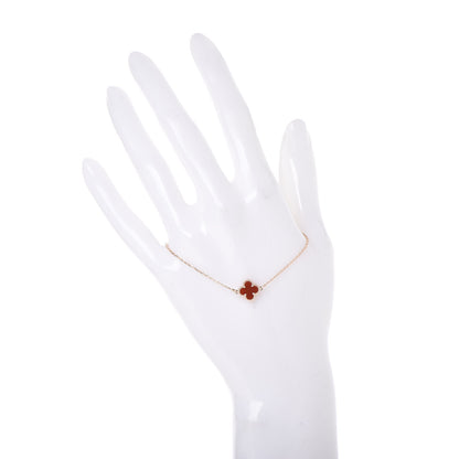 Van Cleef & Arpels 18K Rose Gold Carnelian Sweet Alhambra Bracelet 2 of 7