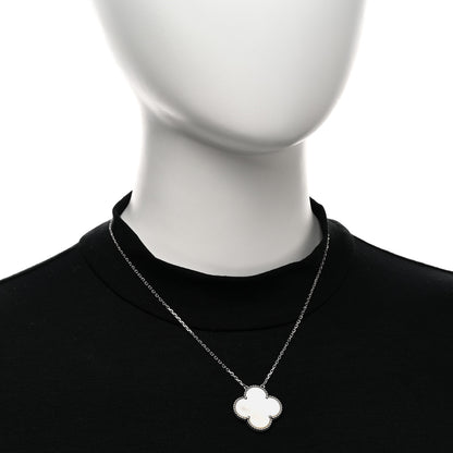 Van Cleef & Arpels 18K White Gold Mother of Pearl Magic Alhambra Pendant Necklace 2 of 5