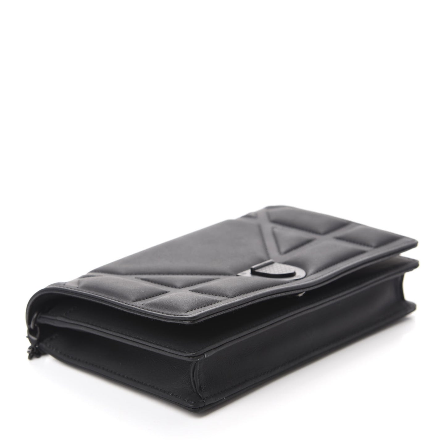 Ultra Matte Calfskin Diorama Wallet on Chain Pouch Black