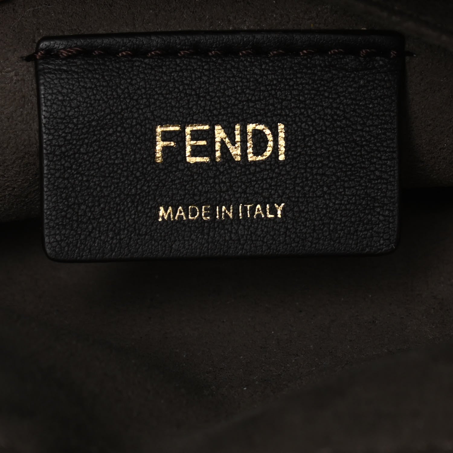 Fendi Vitello Grace Glazed Fabric FF 1974 Double F Shoulder Bag Black Mogano Panna 6 of 19