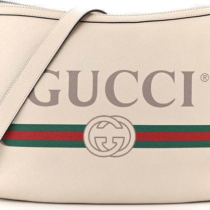 Gucci Grained Calfskin Logo Half Moon Hobo White 8 of 13