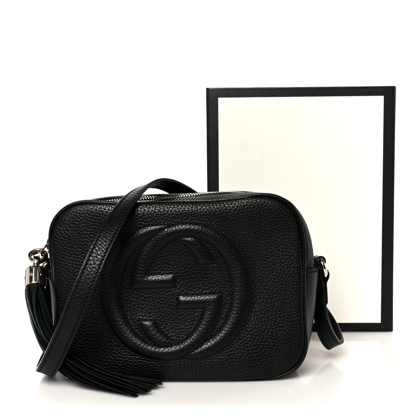 Pebbled Calfskin Small Soho Disco Bag Black