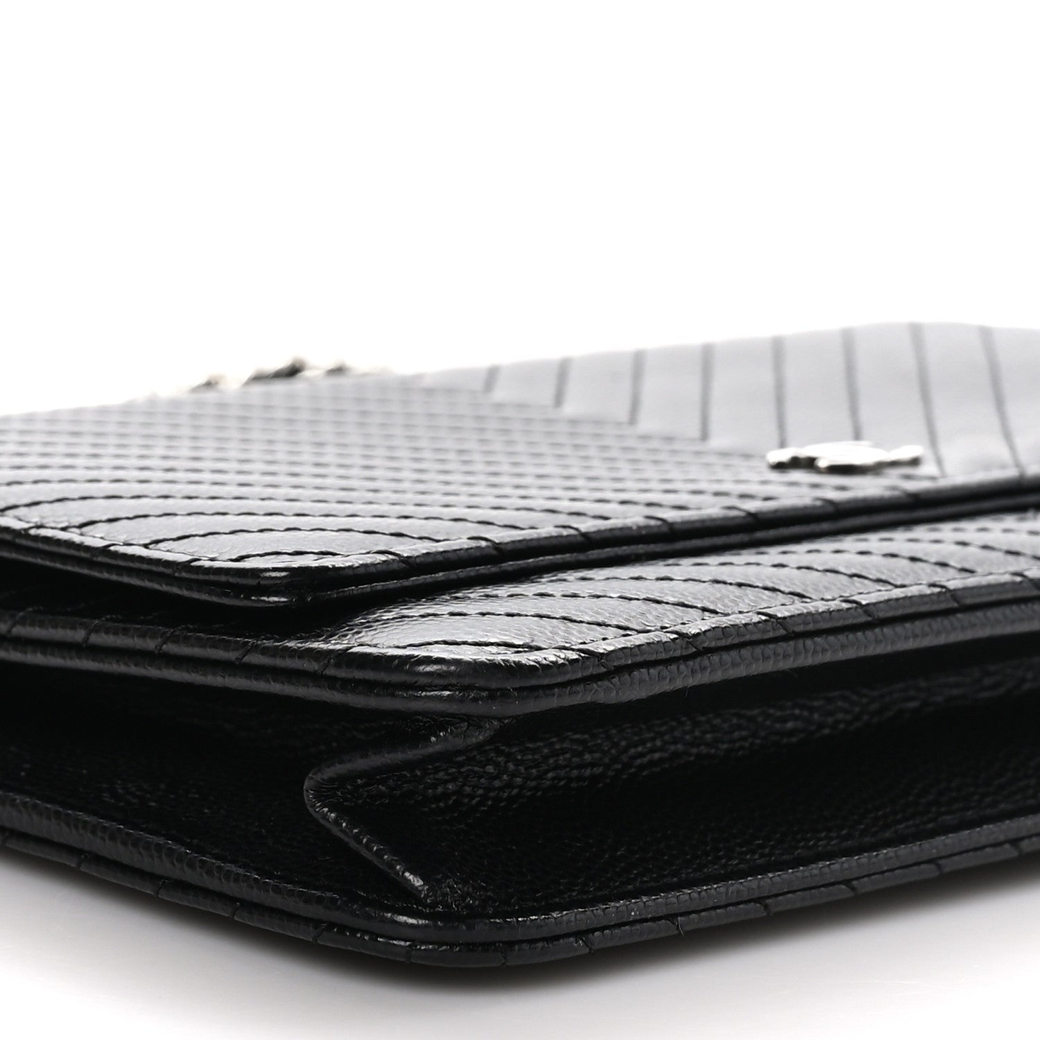Chanel Caviar Chevron Quilted Wallet On Chain WOC Black 10 of 11