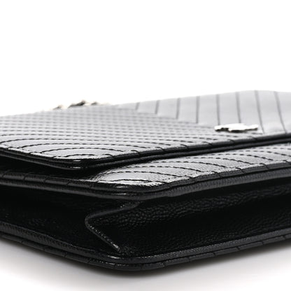 Chanel Caviar Chevron Quilted Wallet On Chain WOC Black 10 of 11