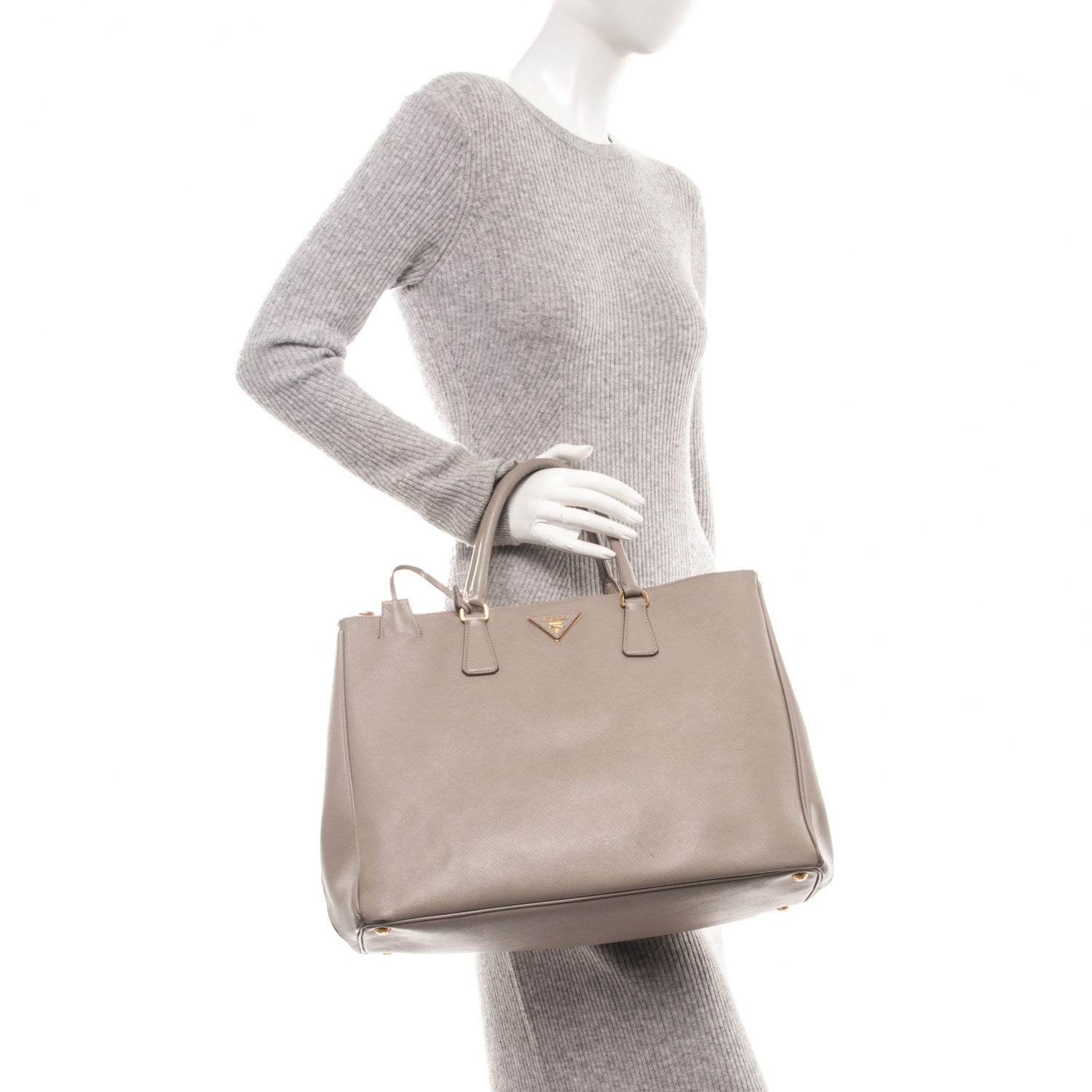 Prada Saffiano Large Galleria Double Zip Tote Pomice 2 of 14