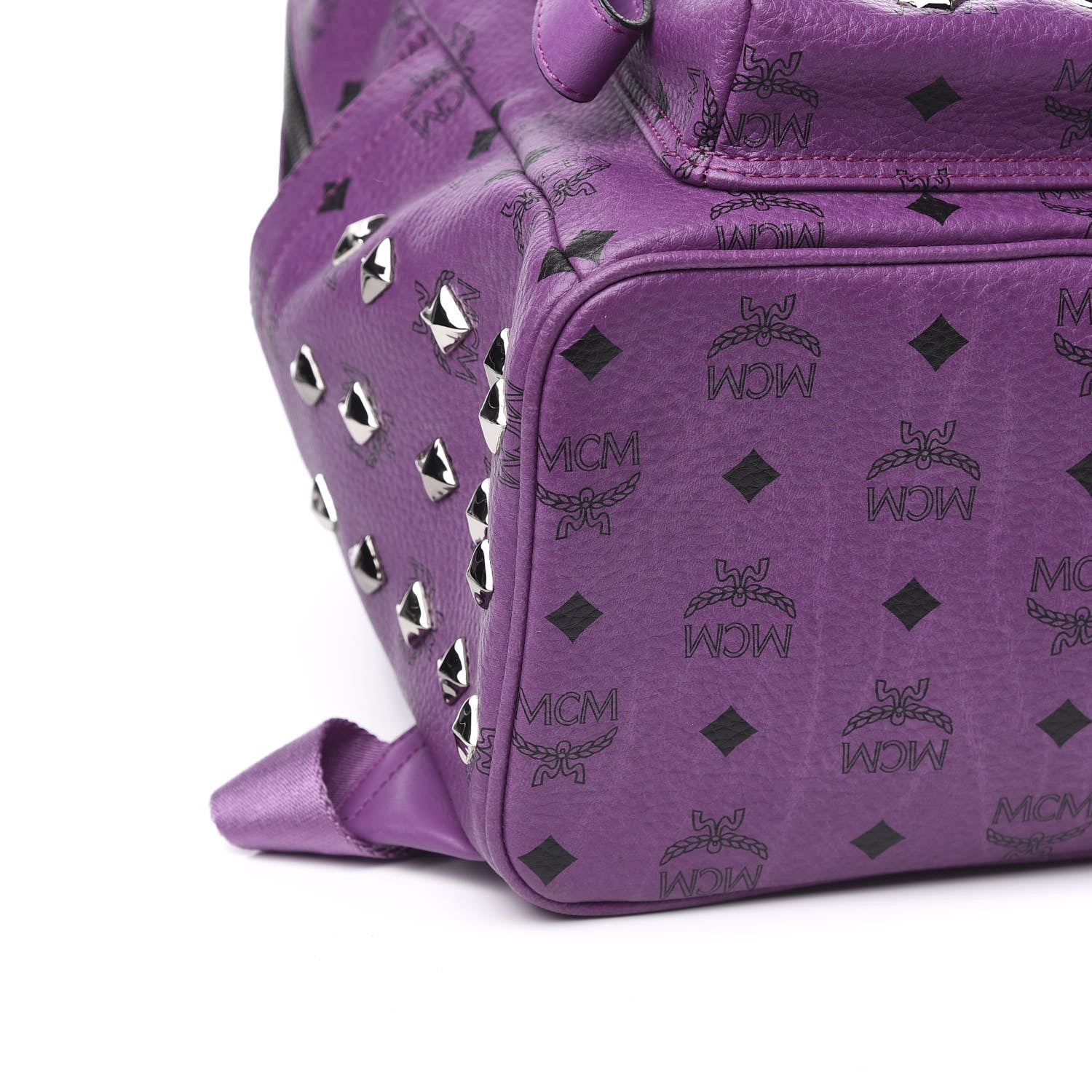 MCM Visetos Studded Medium Stark Backpack Purple 6 of 8