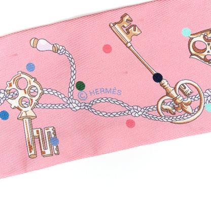 Hermes Silk Les Cles A Pois Twilly Rose Beige Multicolor 3 of 4