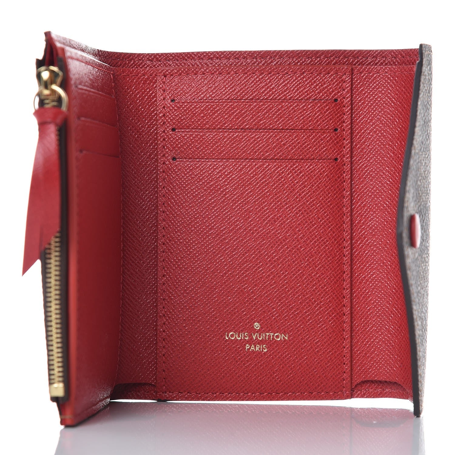 Louis Vuitton Damier Ebene Victorine Wallet Red 5 of 8