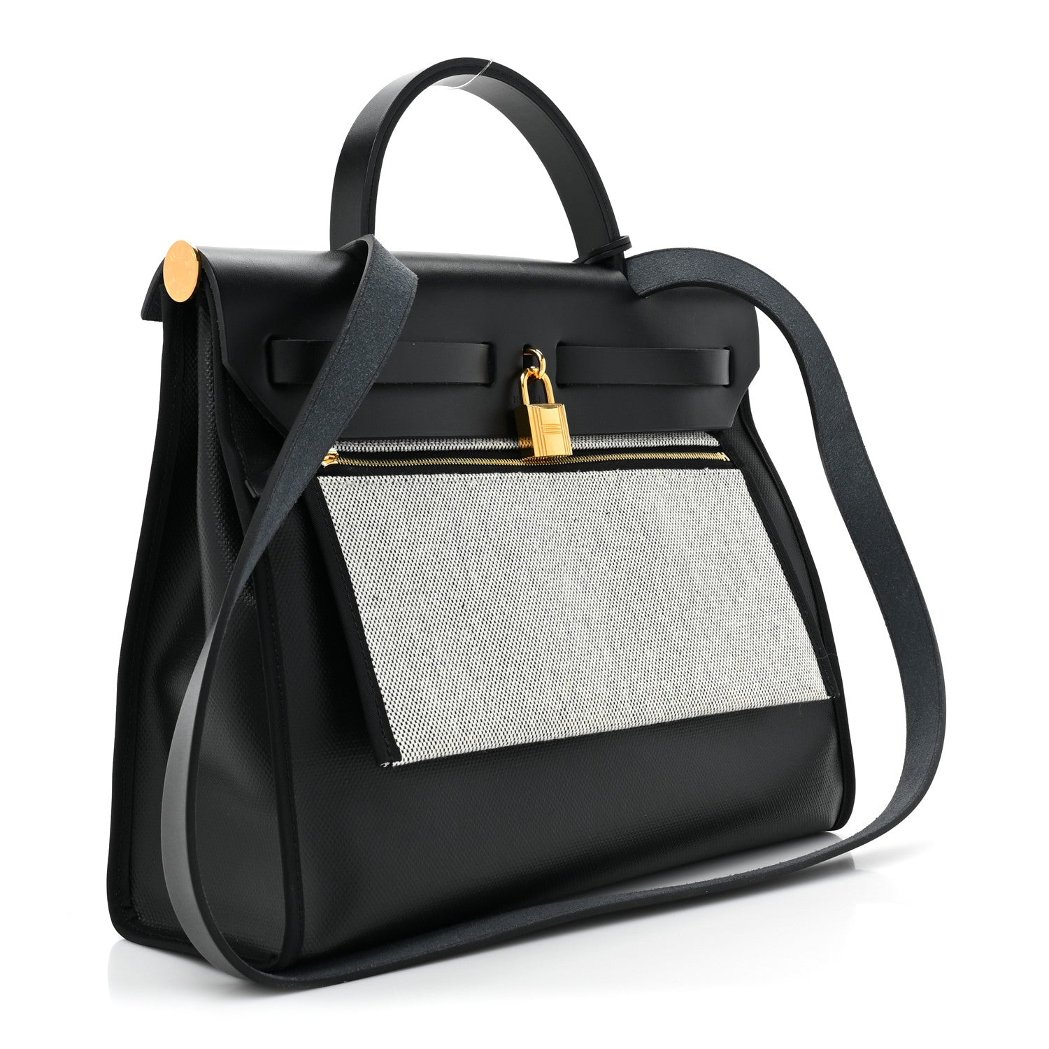 Hermes Toile H Berline Vache Hunter Herbag Zip PM 31 Black Ecru 4 of 10