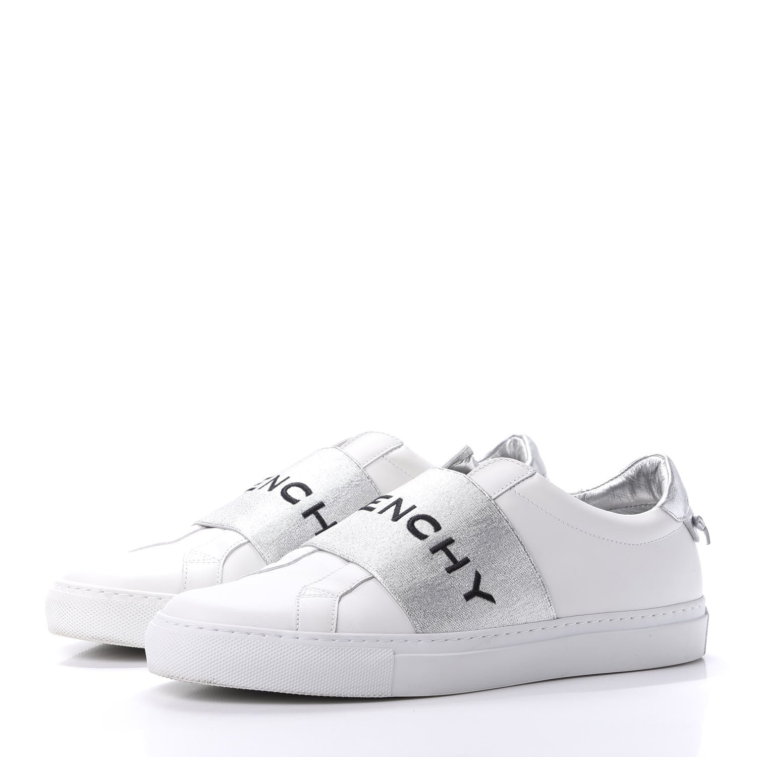 Givenchy Calfskin Band Logo Womens Urban Street Sneakers 40 Argent 3 of 10