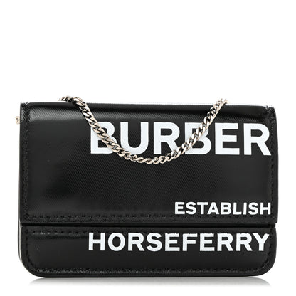 Burberry Coated Canvas Horseferry Print Mini Jody Chain Card Case Black 1 of 7