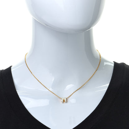 Hermes Lacquered Gold Mini Pop H Pendant Necklace White 2 of 7