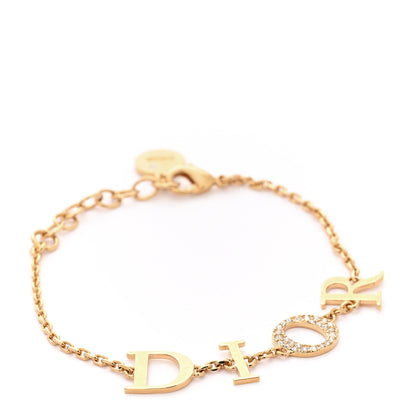 Christian Dior Metal Crystal Letters Bracelet  Gold 1 of 5