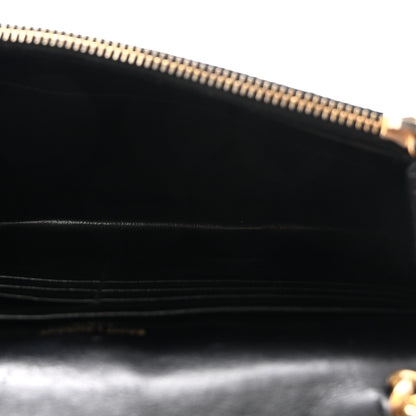 Saint Laurent Calfskin Crocodile Embossed Kate Monogram Tassel Chain Wallet Black 5 of 9