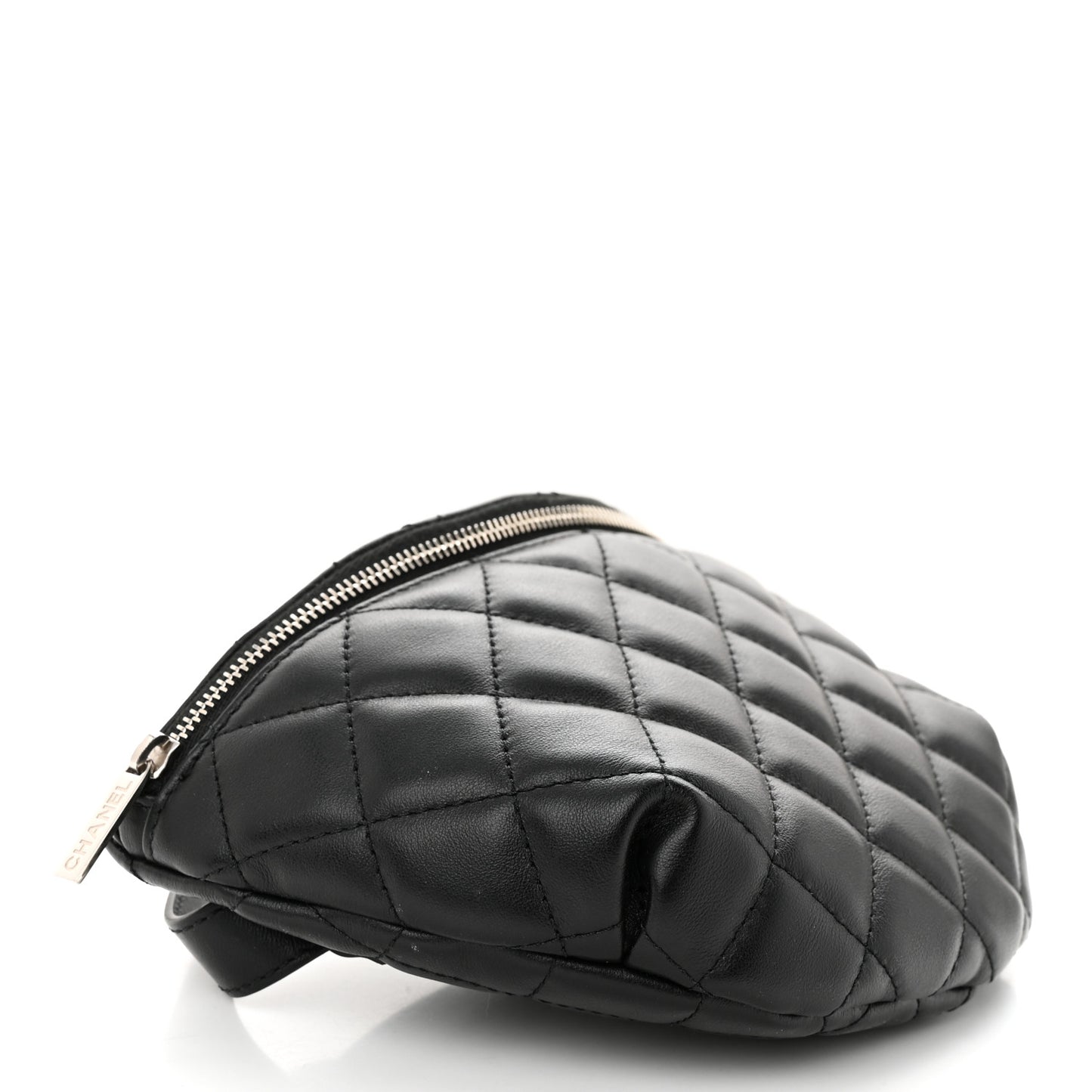 Lambskin Quilted Waist Belt Bag Black