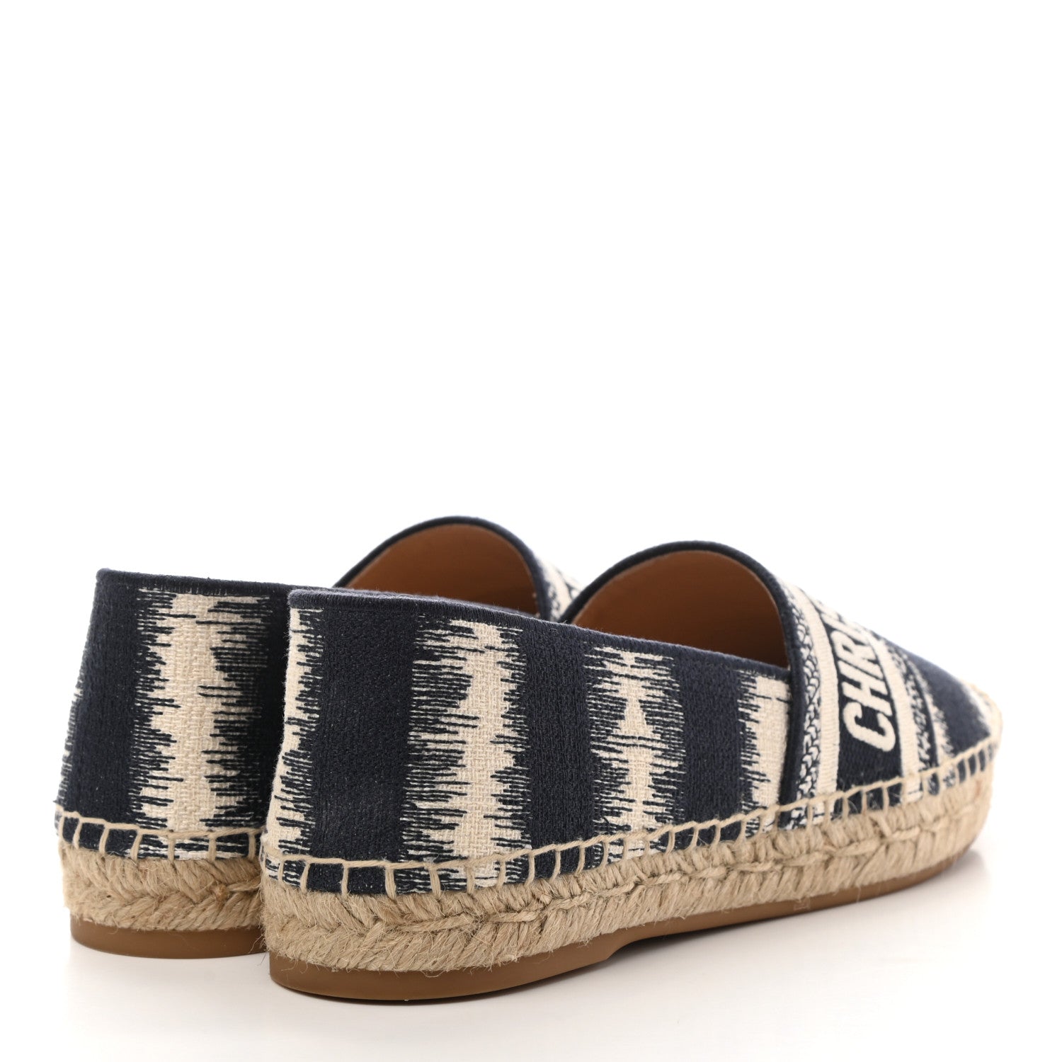 Christian Dior Cotton D-Stripes Embroidered Granville 15mm Espadrilles 36.5 Deep Blue 4 of 9