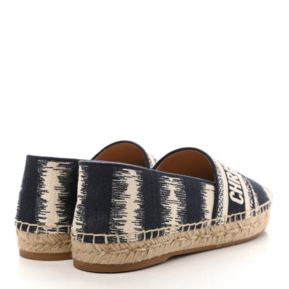 Christian Dior Cotton D-Stripes Embroidered Granville 15mm Espadrilles 36.5 Deep Blue 4 of 9