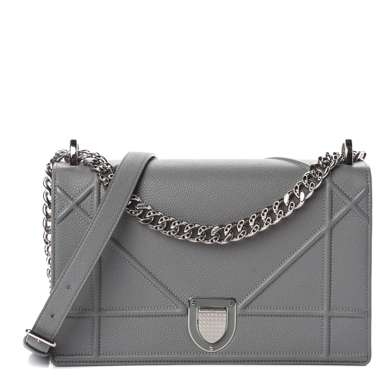 Christian Dior Grained Calfskin Medium Diorama Flap Bag Gris 1 of 9