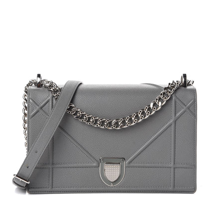 Christian Dior Grained Calfskin Medium Diorama Flap Bag Gris 1 of 9