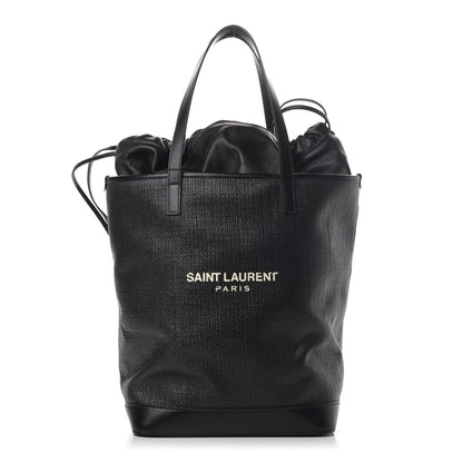 Saint Laurent Linen Canvas Teddy Shopping Bag Black 2 of 5