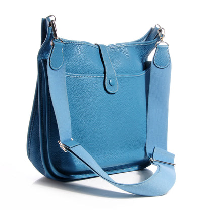 Hermes Taurillon Clemence Evelyne III GM Blue Jean 3 of 8